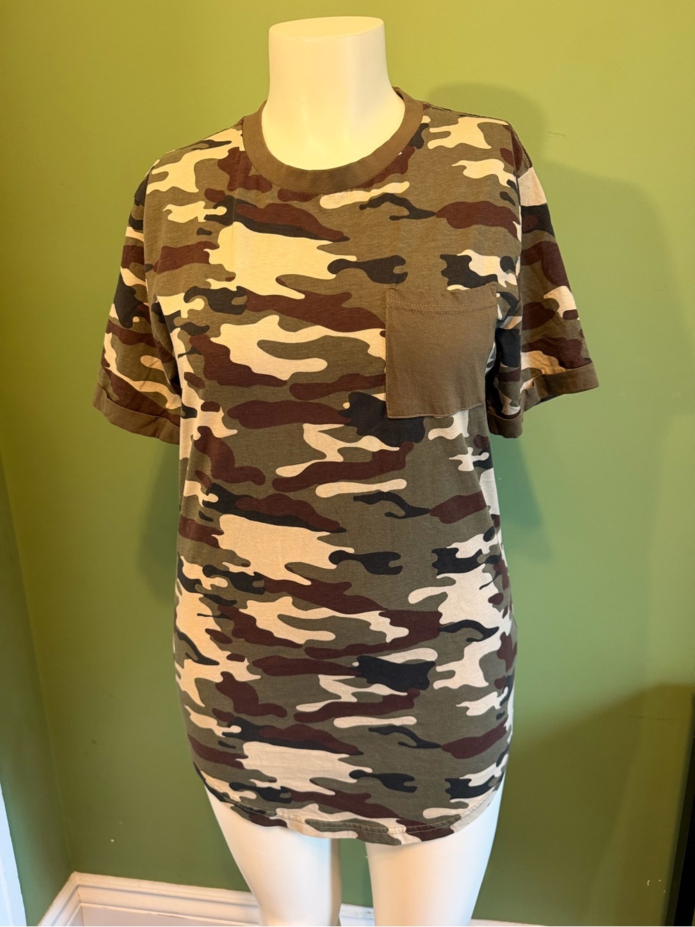 Urban Heritage Camo Pocket Tee - Olive, Brown, Cream